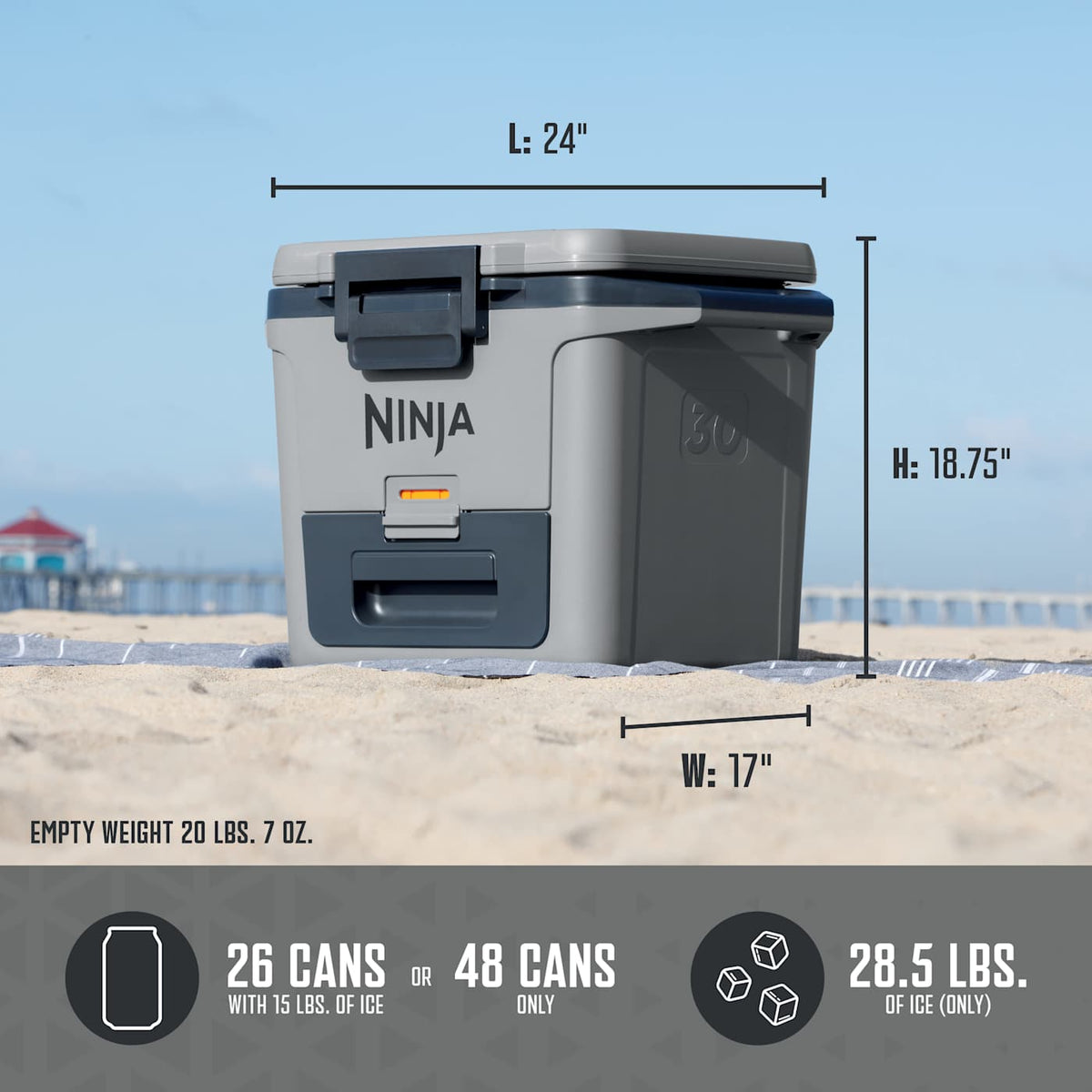 Ninja FrostVault™ 30qt Hard Cooler with Dry Zone, Lakeshore Blue