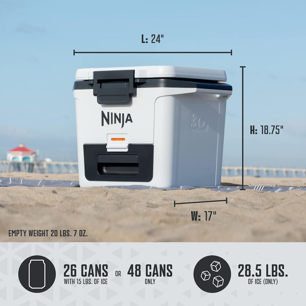 Ninja FrostVault™ 30qt Hard Cooler with Dry Zone, Lakeshore Blue