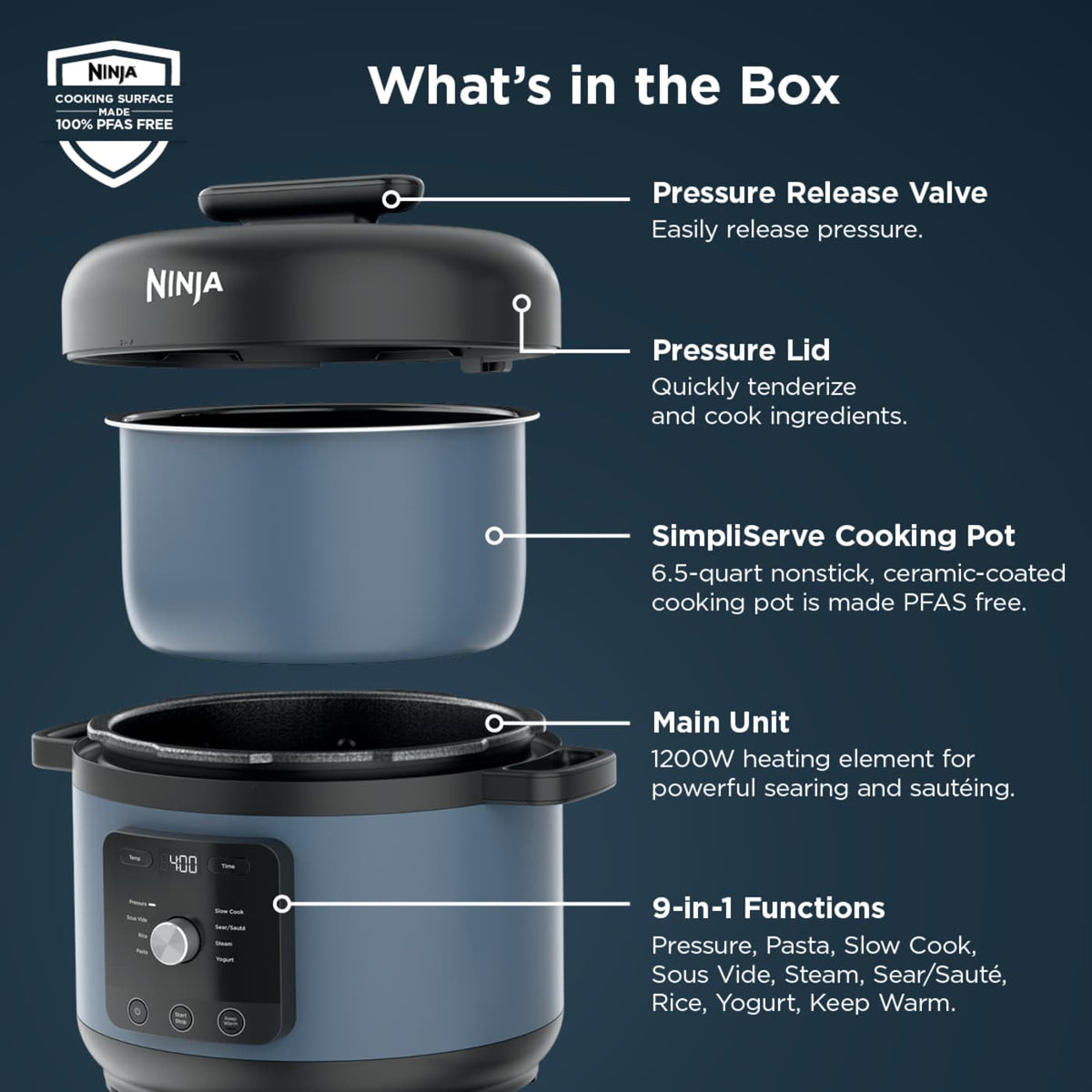 Ninja HyperHeat™ 6.5-qt Pressure Cooker with SimpliServe™ Pot​