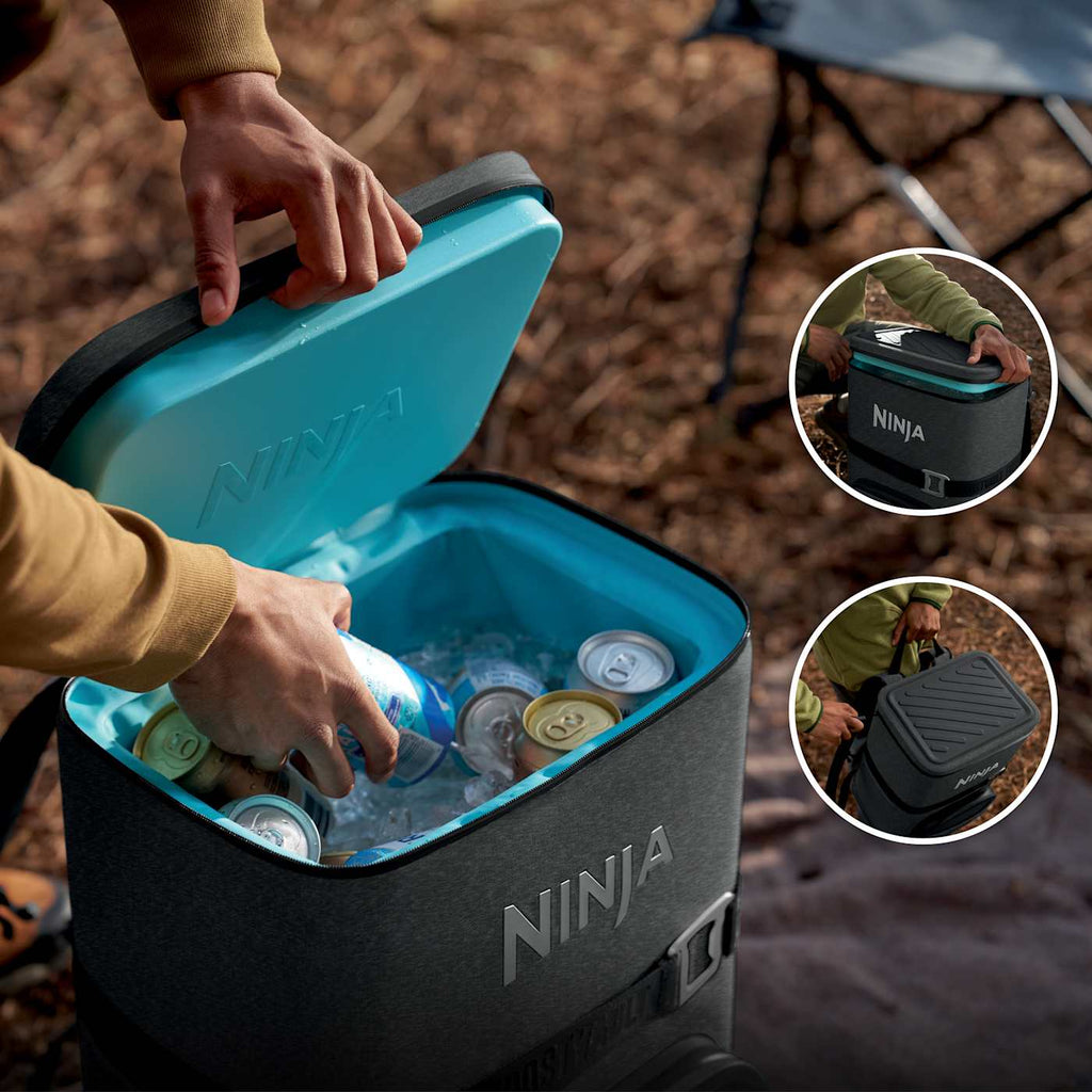 Ninja Outdoor FrostVault™ Go 24-Can Backpack Soft Cooler with Cold Dry Zone, Charcoal Gray
