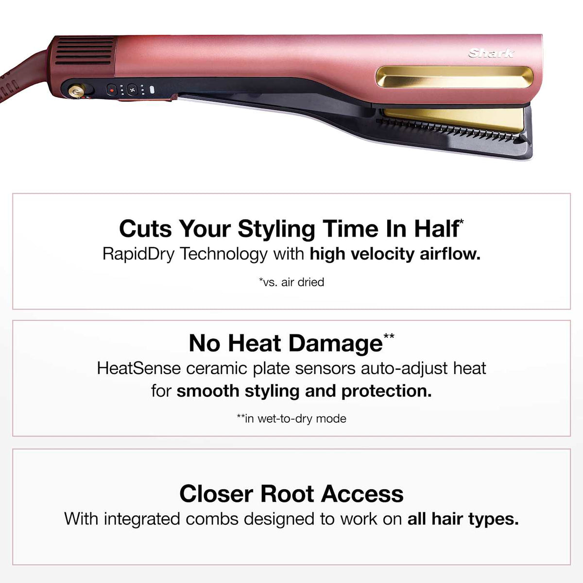 Shark SilkiPro™ Straight Wet to Dry Straightener + Rapid Blow Dryer with Travel Case, Plum Satin