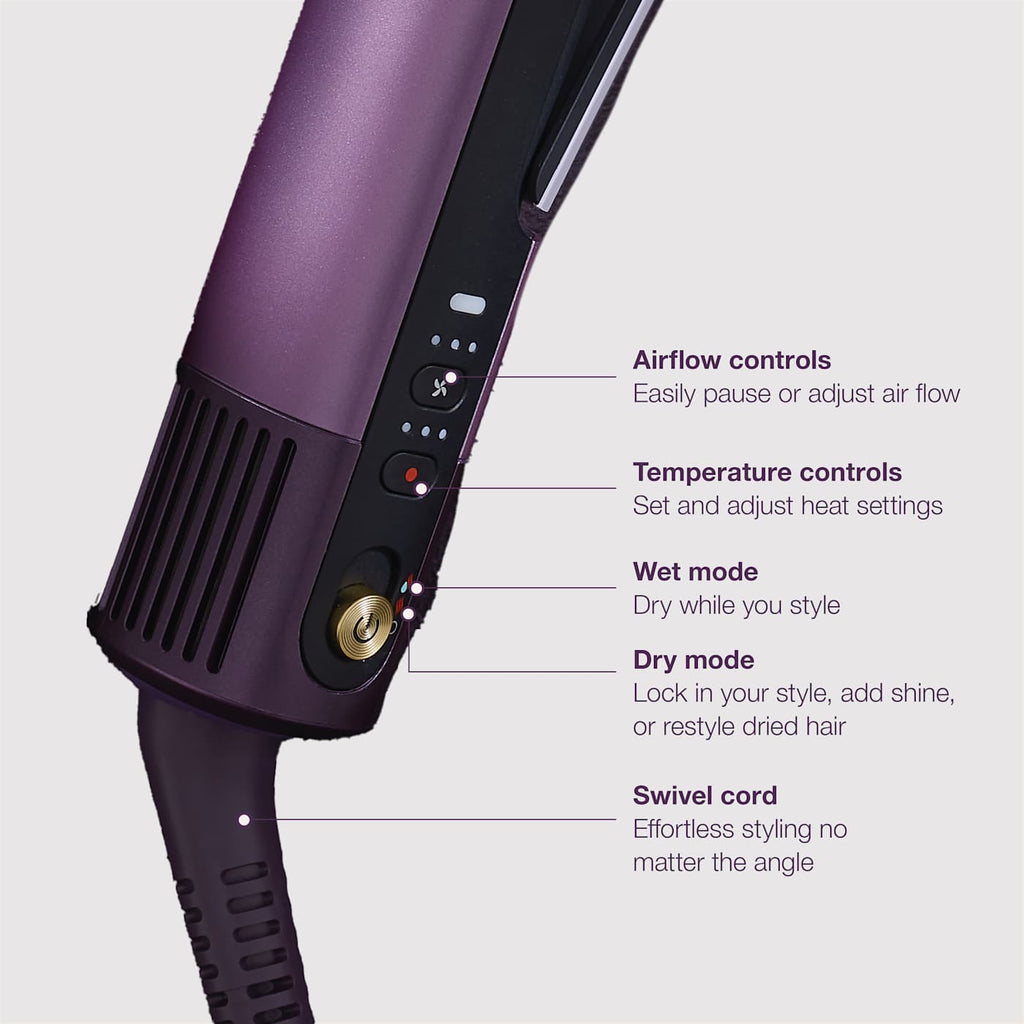 Shark SilkiPro™ Straight Wet to Dry Straightener + Rapid Blow Dryer with Travel Case, Plum Satin