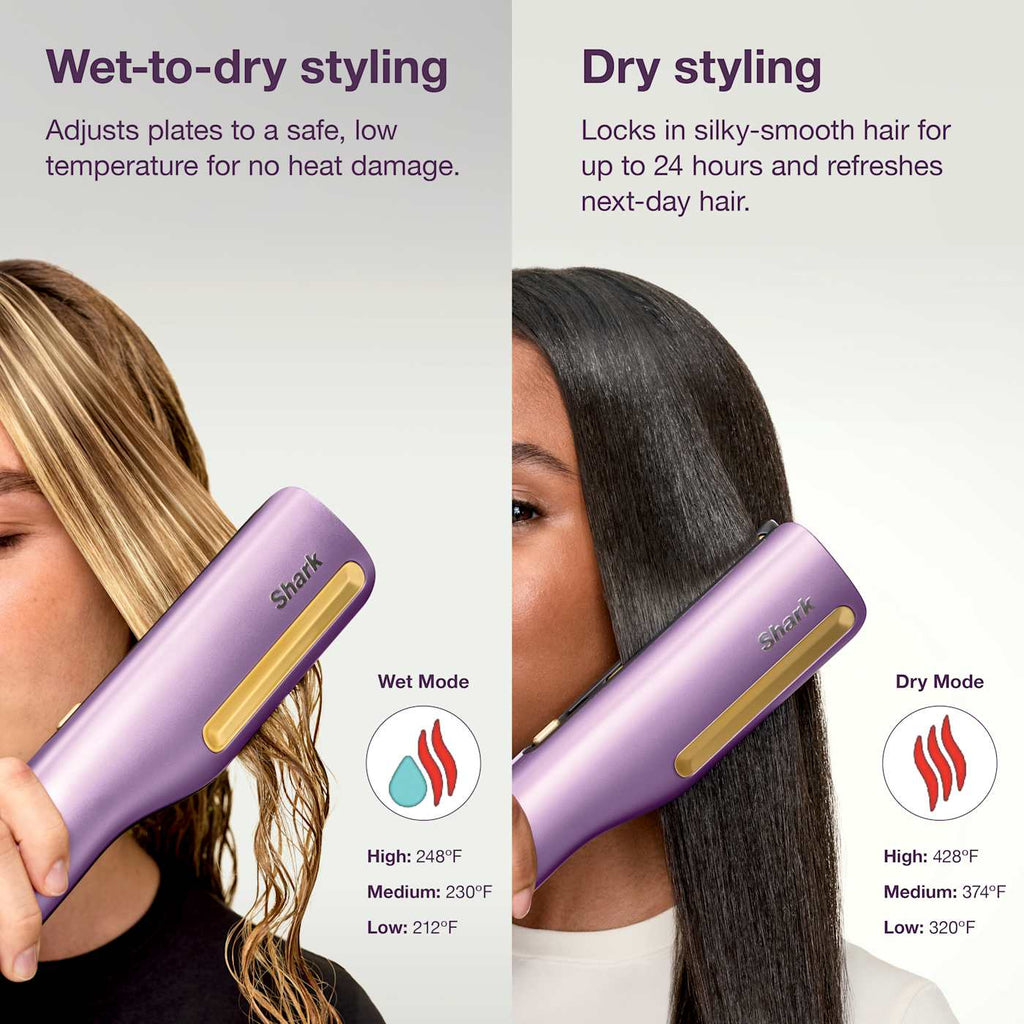 Shark SilkiPro™ Straight Wet to Dry Straightener + Rapid Blow Dryer with Travel Case, Plum Satin